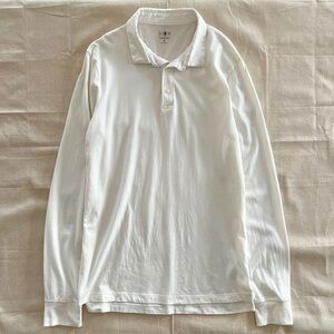 J. Crew Long-Sleeve Sueded Cotton Polo Shirt in Ivory Size Medium Tall